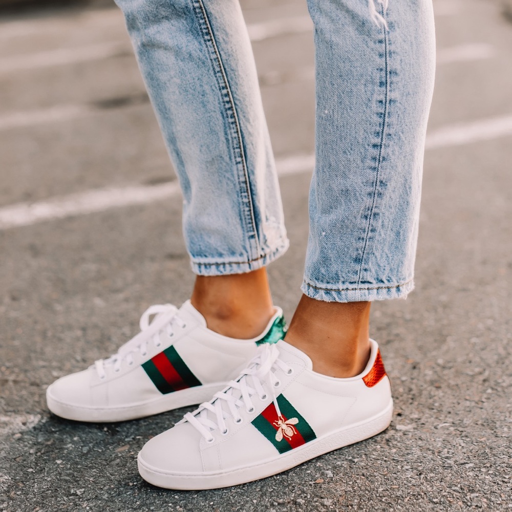 Brand new GUCCI WOMEN'S ACE SNEAKER WITH BEE TRAINER SIZE 37/37.5
